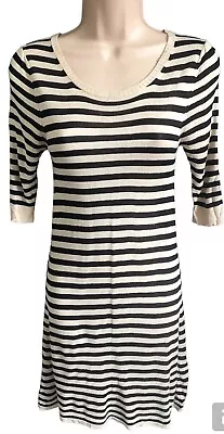 Biba Tunic Dress Metallic Gold Stripe S Knit Lightweight Sheer Summer • $19.89