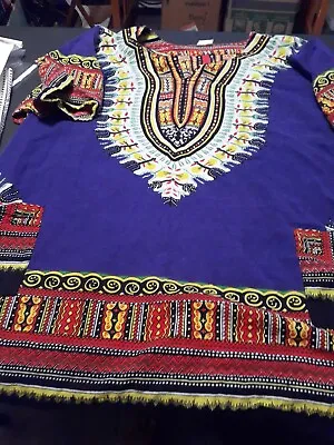 Men Shirt Blouse African Boho Caftan Top Hippie Print Free Size • $10.99