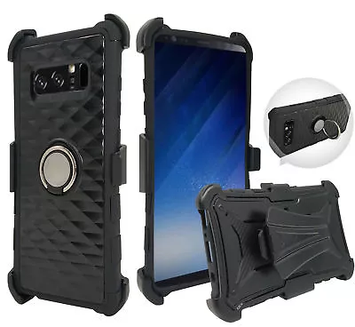 Hybrid Magnet Ring Kickstand Holster Belt Clip Case For Samsung Note 8/N950 • $10.95