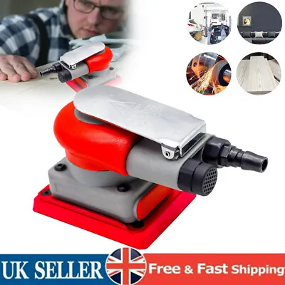 Square Handheld Air Sander Pneumatic Sander Orbital Sander Woodworking Tools Red • £41.98