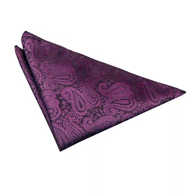 Purple Mens Pocket Square Handkerchief Hanky Woven Floral Paisley By DQT • £4.49