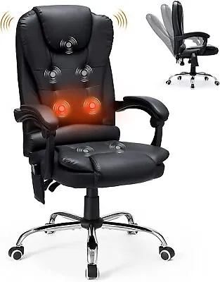 High Back Faux Leather Massage Office Chair Adjustable Heated Executive Chairs • $154.98