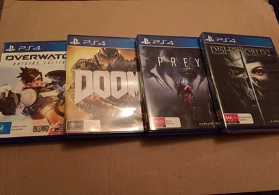 $140 • Buy Ps4 Popular Games Bundle- Overwatch + Prey + Dishonored 2 & Doom .