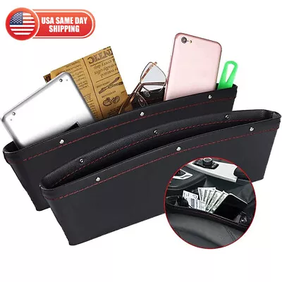 2x Car Seat Console Gap Filler Side Organizer Leather Catch Caddy Coin Pocket • $12.99