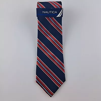 NWT Nautica Necktie Mens Tie 100%-Silk Blue Red Sailor Stripe NEW 59 X3.5  • $15.99