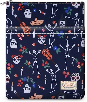 9''x11'' Book Sleeve Zip Book Cover Book Protector Pouch Tibetan Blue Skeleton • $14.24