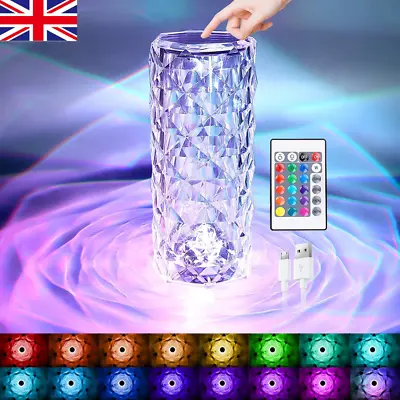 £11.72 • Buy LED Crystal Table Lamp Diamond Rose Bar Night Light Touch Atmosphere Bedside NEW