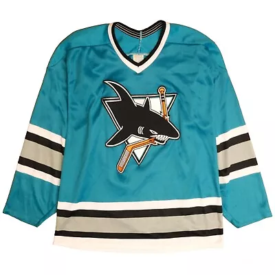 Vintage San Jose Sharks CCM Maska Hockey Jersey Size Large Teal NHL • $60