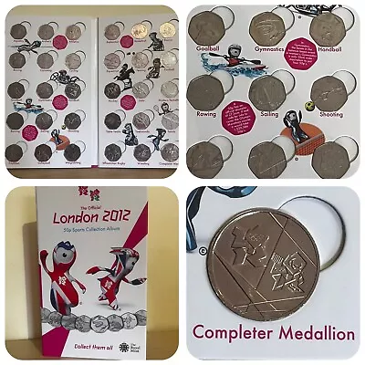 London 2012 Olympics 50p Sports Collection Album With Completer Medallion • £100