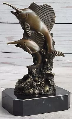 Hot Cast Blue Marlin Statue Bronze Sculpture Trophy Big Fish Animals Figure Sale • $309