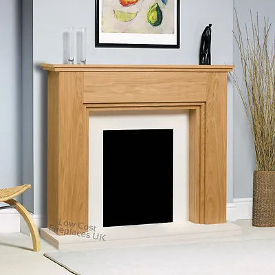 Electric Oak White Modern Freestanding Fire Surround Fireplace Suite Large 54  • £528