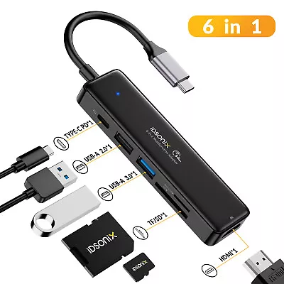 $25.99 • Buy IDsonix 6 In 1 USB C HUB Type-C Multi USB Port 4K HDMI Adapter 55W Power