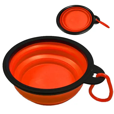 COLLAPSIBLE PET BOWL FOOD WATER Silicon Travel Camping Folding Caravan Motorhome • £2.49