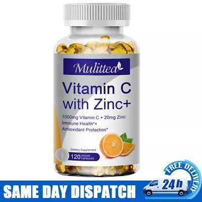 Vitamin C Capsules 1000mg+Zinc 20mg Immune System SupportBrain Health 120Pcs • $13.58