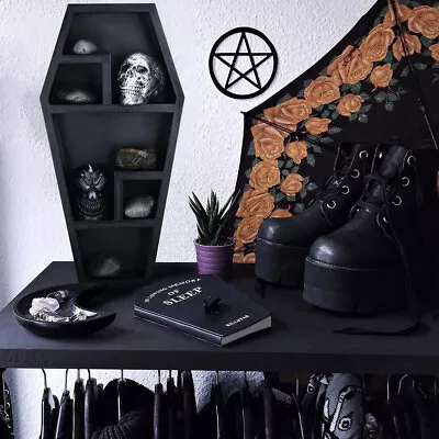 Gothic Style Coffin Model Shelf Horror Decorations Storage Rack Halloween Props • £16.89