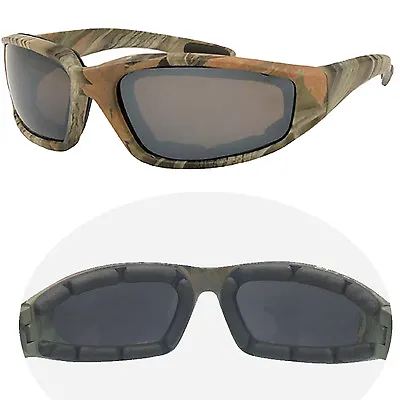 Camouflage Foam Padded Sunglasses Real Motorcycle Mossy Tree Oak Hunting Sports • $10.99