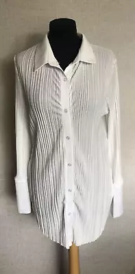 Misguided White Pleated Shirt Mini Dress Size 16 Uk • £10.99