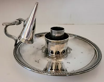 £14.63 • Buy Vintage Silver Plated Chamber Stick Candle Holder With Snuffer ~ 6 1/4”  ~ MCM