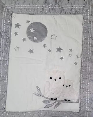 Lambs & Ivy Luna White Gray Celestial Owl 2 Piece Nursery Baby Crib Bedding • $50