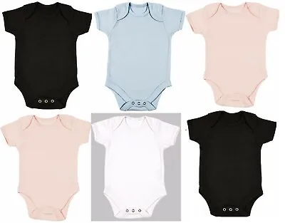 Set Of 3 Plain Babies Baby Grow Gown Body Suit Sleep Vest Romper 0-24 Months • £9.99