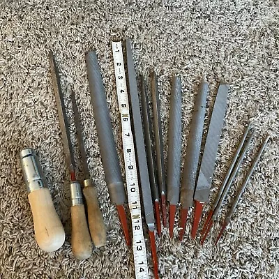 12-Vintage/Antique File Assortment Simonds Nucut With 3 Wooden Handles • $29