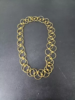 Vintage 80s MMA Metropolitan Museum Of Art Gold Tone Interlocking Rings Necklace • $40