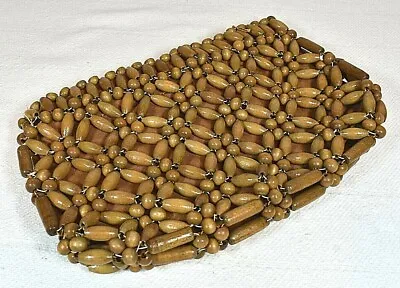 $16.99 • Buy Unique Vintage BOHO Clutch Handbag Purse Different Colored & Shaped Wooden Beads