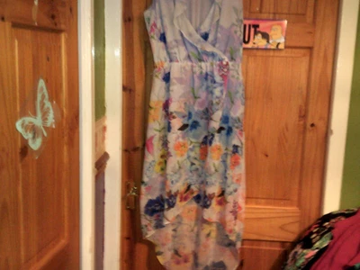 £2.99 • Buy Absolutelty Stunning-warehouse Grey Floral High/low Effect Quality Long Dress 12