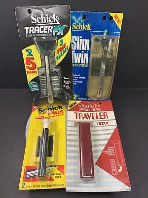 VTG Safety Razor Lot Wilkinson Schick Tracer Slim Twin Super 2 Cartridge NOS USA • $34.99