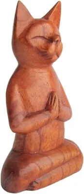 Handcarved Wooden Meditating Cat ~ OOAK Christmas & Birthday Gift • $21.44