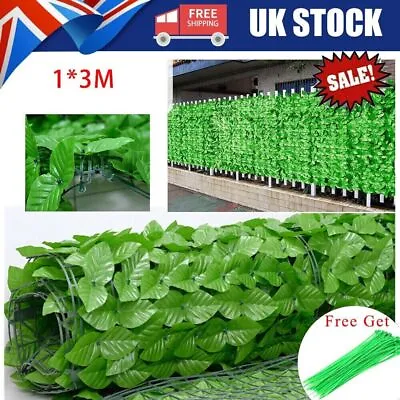 3M Artificial Hedge Ivy Leaf Fence Roll Privacy Screen Balcony Wall Cover Garden • £15.99