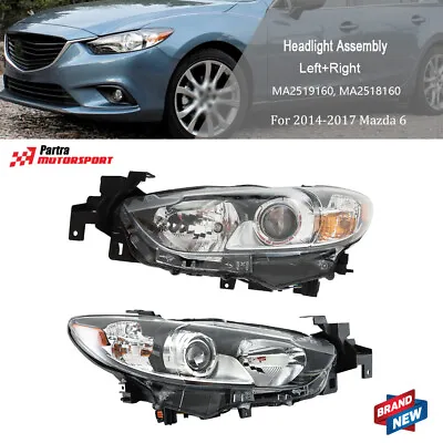 Clear Housing Projector Headlights Set For 2014-2017 Mazda 6 LH + RH Side Pair • $144.66