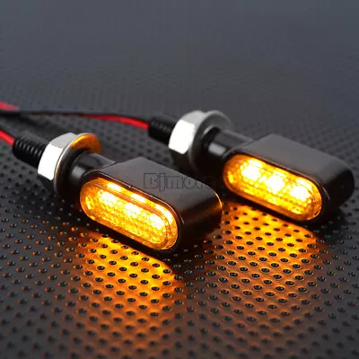 Mini LED Motorcycle Turn Signals Amber Light Blinker Smoke Black Universal • $13.89