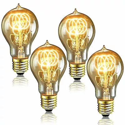 Luxrite Vintage A19 Light Bulb 40W Dimmable Edison Crystal Clear E26 4-Pack • $8.99