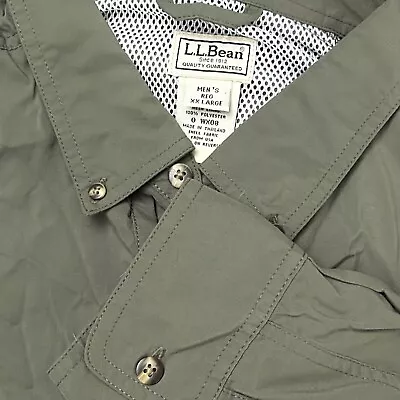 L.L. Bean Men's 2XL Fishing Hiking Vented Utility Pocket L/S Button Front Shirt • $17.99