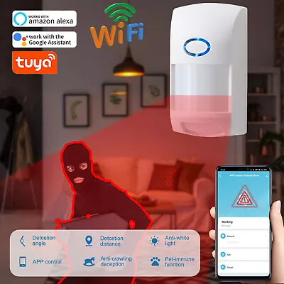 Tuya Smart WiFi IR Detector Motion Sensor Alarm Home Security Alexa US NEW • $13.59