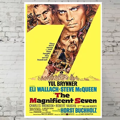 The Magnificent Seven Movie Poster Steve McQueen Yul Brynner 11x17  Wall Art • $14.90