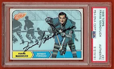 1968-69 Topps 31 Frank Mahovlich Signed Card PSA Auto  Red Wings  POP 3 • $199.99