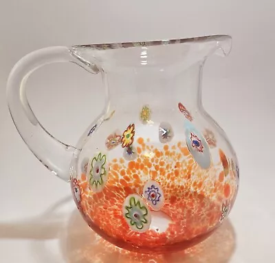 Beautiful Murano Style Millefiori Glass Pitcher Caraf Rare • $60