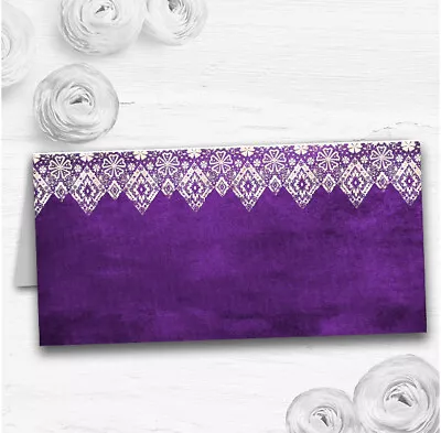Cadbury Purple Old Paper & Lace Effect Wedding Table Seating Name Place Cards • £6.95