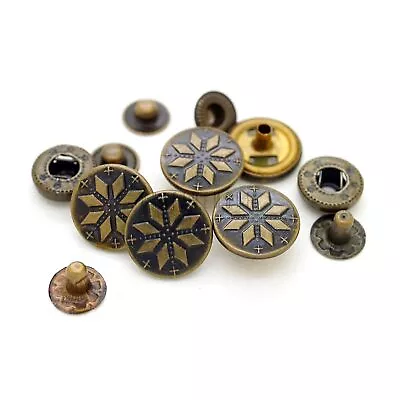 Antique Brass Snowflake Snap Fasteners S-Spring Popper Stud Closure Button For • $18.89