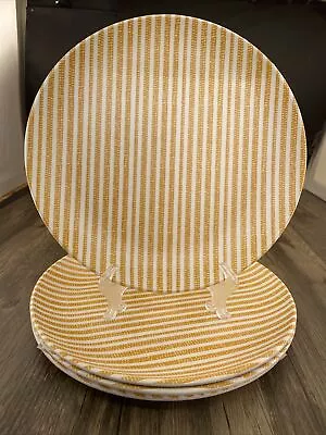 4 Hearth & Hand™ ~ Melamine ~ GOLD RUSTIC STRIPE ~ 10.75  Dinner Plates • $24.99