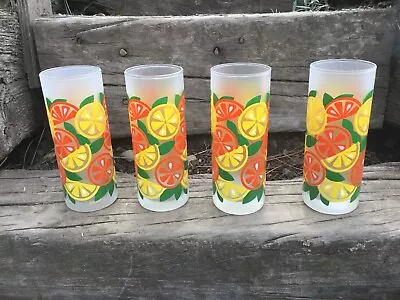 4 Vintage Panache Citrus Cocktail Tumbler Ice Tea Drink Glasses Oranges Lemons • $44.99