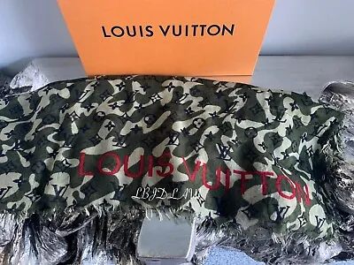 LOUIS VUITTON Monogramouflage Scarf Stole Camo Takashi Murakami Cashmere Silk LV • $1625