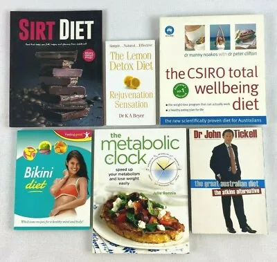 6 X DIET BOOKS Lemon Detox CSIRO Atkins ALternative Bikini Diet Sirt Diet • $34.95