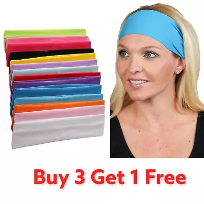 9 Cm Wide Head Bands Plain Stretchy Kylie High Quality  Bandeau Unisex Hair Band • £1.99