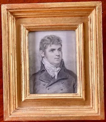 Fine Georgian Portrait Miniature Handsome Young Gentleman Mourning Hair Back • £40