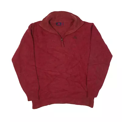 KAPPA Jumper Red Tight Knit Wool 1/4 Zip Mens M • £22.99