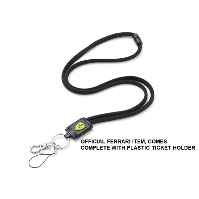 LANYARD Scuderia Ferrari Black NeckStrap KeyClip Passholder Formula One F1 NEW • £8.89