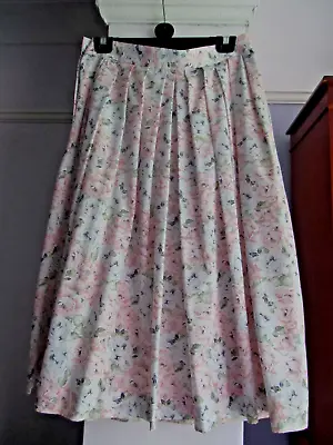 £7.99 • Buy Floral Pleated Silk-like Skirt By Jaeger Size 16